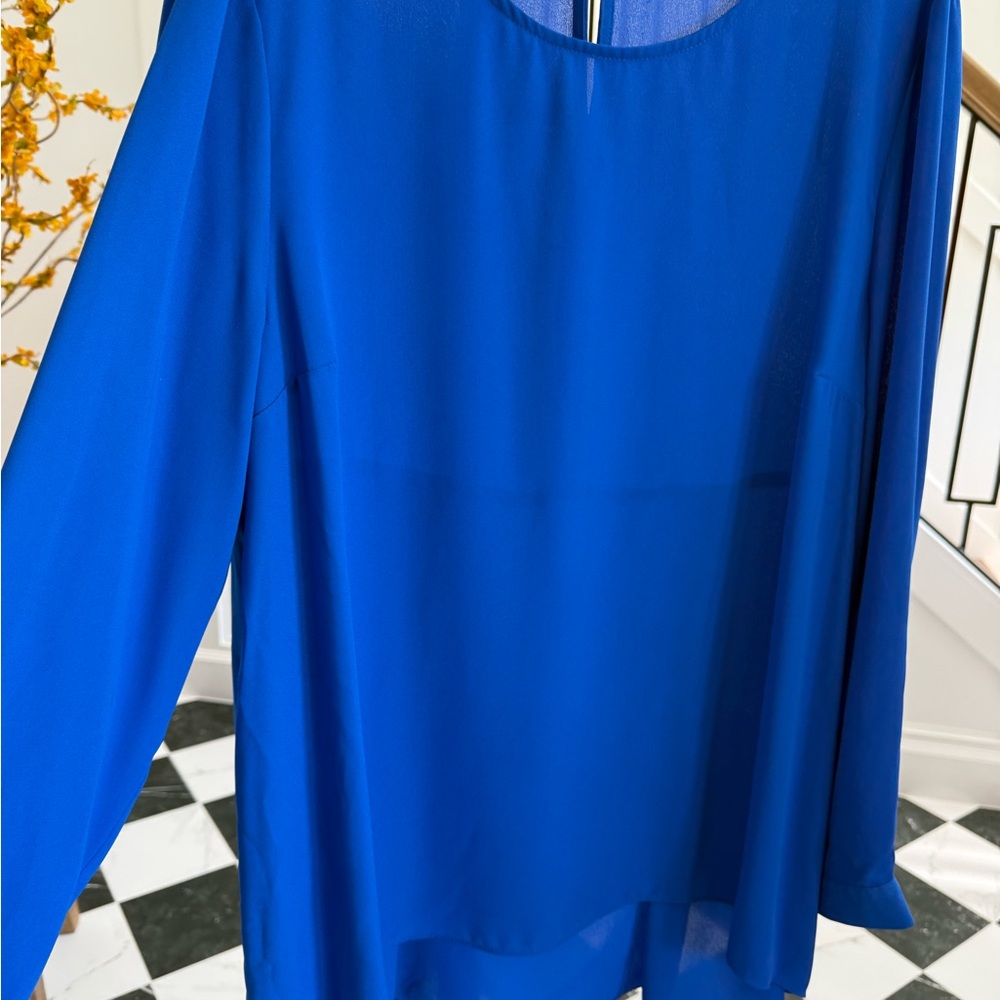 Vince Camuto Varsity Blue Tunic Length Blouse